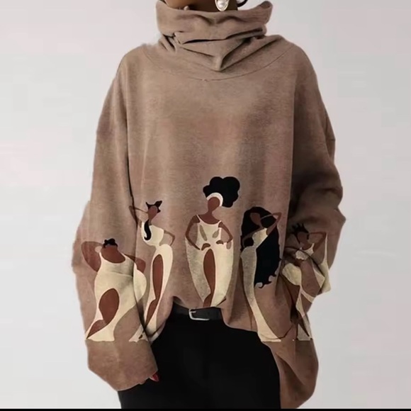 Sweaters - Graphic Tunic Top with the muses of Hercules graphic size L